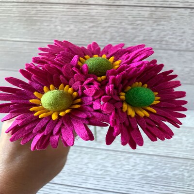 Vibrant Colorful Felt Daisy, Reusable Felt Flower, Eco Friendly Daisy Flower, Felt Flower Decor, Home Decor, Birthday, Anniversary Gift - image1
